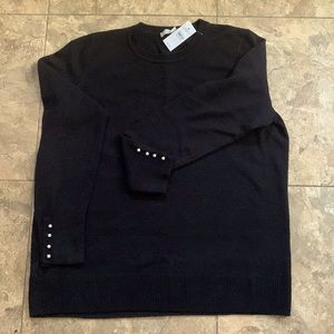 NWT LOFT Basics Lightweight Knit Sweater with pearl cuffs
